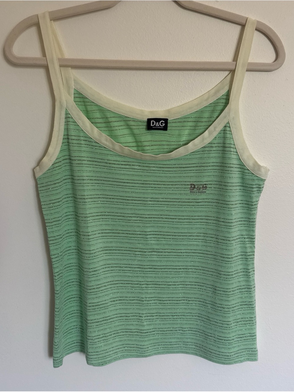 D&G Mint Green Striped Camisole with Cream Trim